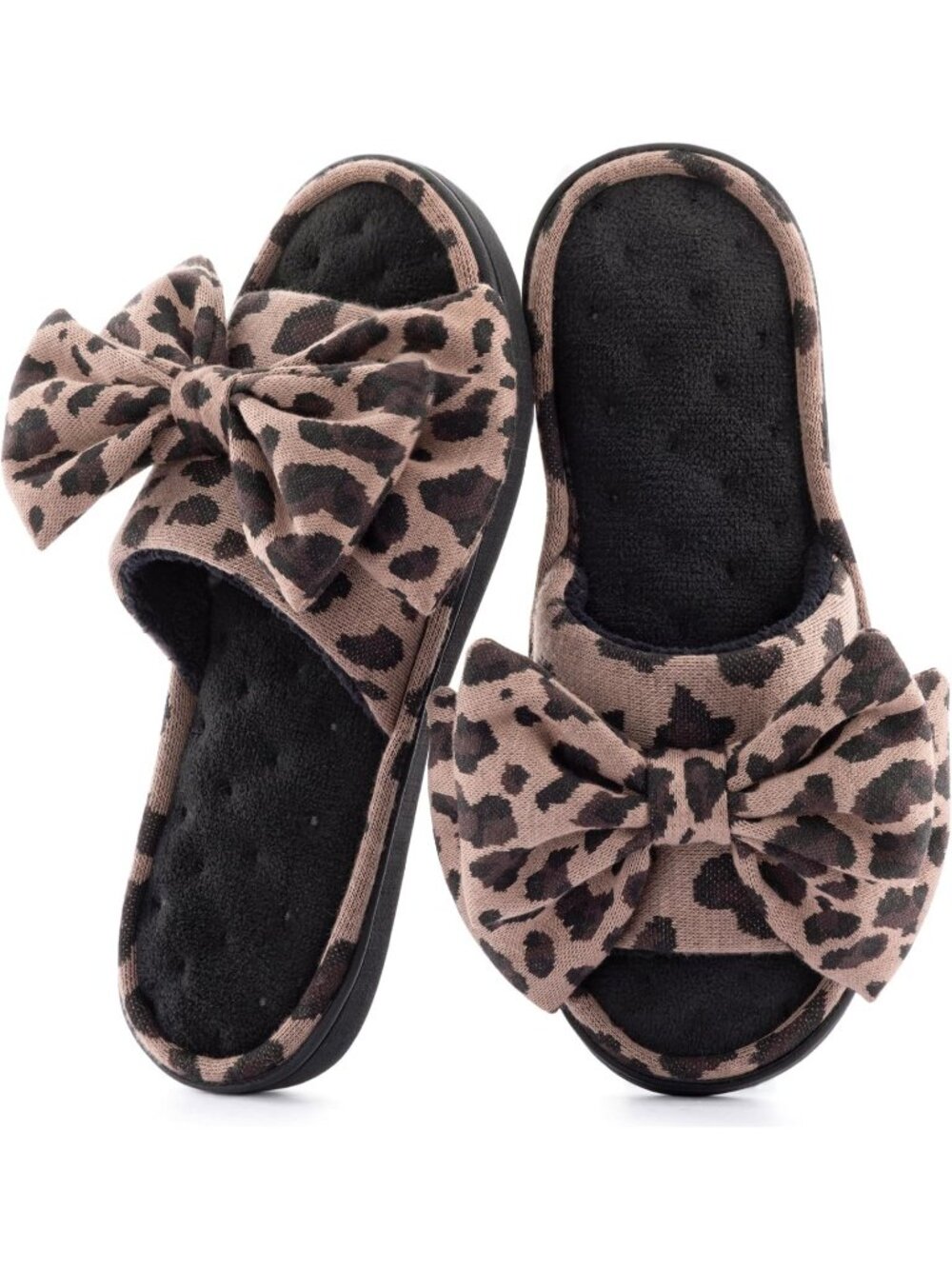 Memory Foam Slide Slippers with Fleece Lining, Indoor Outdoor House Shoes